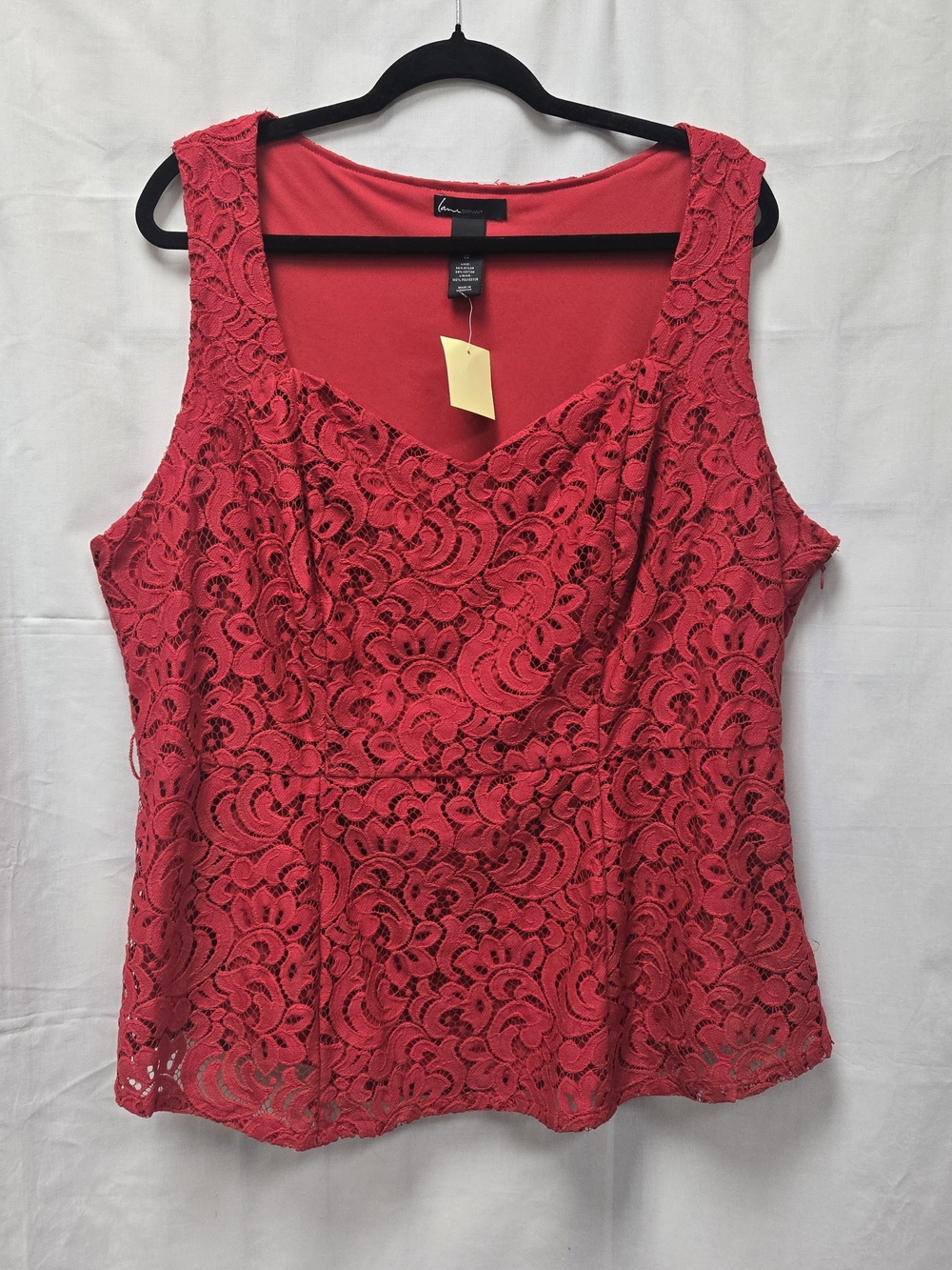 Lane Bryant Red Lace Sweetheart Neckline Blouse